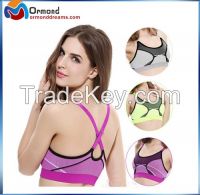 Detachable straps high anti-vibration Wire Free seamless push up sports bra