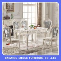 Expandable Rubber Solid Wood Dining Table With Marble