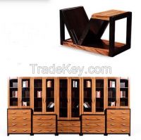 Africa Zingana Wood Bookcase For Study Room Solid Wood Book Cabinet