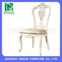 Fabric Seat Solid Wood Carving Dining Chair