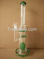 18 inch large size glass hookah pipe with double honeycomb perc 2 thick ring 9 ice catcher