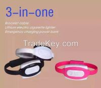 4 In 1 Emergency Mobile Power Lighter Bracelet USB Data Cable Flameless Cigar Wristband Lighter for iPhone Android Mobile
