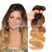 Body Colored Three Tone Ombre Brazilian Hair Weave Wet and Wavy