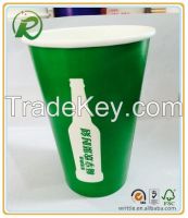 China supplier disposable paper beer cups for cold drinking with custom logo printing