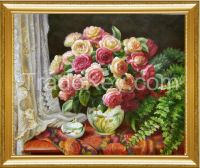 Hand painted oil painting-Rose in front of window