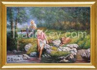Handpainted oil painting-Have a rest at the side of stream