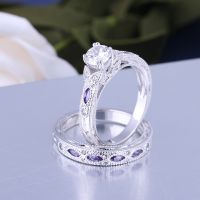 925 Silver Sterling Ring Set For Engagement And Wedding Gift Jewelry