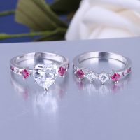 925 Silver Sterling Engagement And Wedding Heart Shape Ring Set For Women