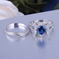 925 Silver Sterling Ring Set For Women  Wedding Rings With Sapphire