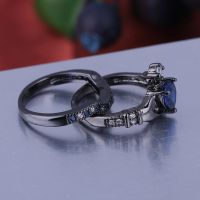 925 Silver Sterling  Women Rings With Sapphire Stone Prong Setting