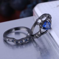 925 Silver Sterling  Women Rings With Sapphire Stone Prong Setting