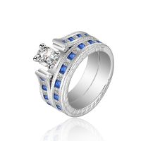 925 Silver Sterling Ring Set For Women  Wedding Rings With Sapphire