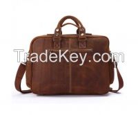 Brown Leather Bag With Multiple Pokets