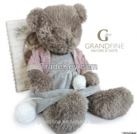 Classic stuffing kids teddy bear girl Inexpensive dolls with dress & sweater pass EN71 test report and CE mark and Reach docs