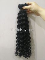 100% human hair Vietnamese virgin hair extension curly soft hair machine weft wholesale price