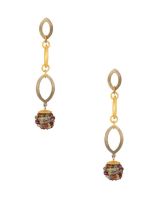 Coloured Gemstone Beaded Earrings With Ball Drop Look