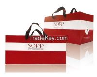 Offset Printing White Kraft Paper Bag with Webbing Handle