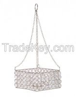 Natural Crystal-Metal Beaded Handmade Candle Chandelier