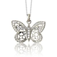 Large butterfly silver pendant