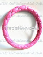 Pink soft car steeing wheel cover with diamond fancy accessories