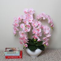 Artificial phalaenopsis for wedding decor vase with fabric orchid