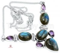 Silver Gemstone Necklace