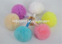 Handmade rabbit fur pom pom key chain