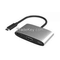 3-in-1 USB Type C to USB/HDMI/Type C Adapter for New Macbook