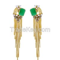 Chandelier Earrings With Green