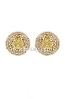 Golden Earrings with White Kundan Stone