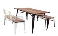 Dining Room Furniture Square Metal Wooden Table