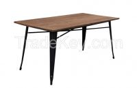 Dining Room Furniture Square Metal Wooden Table