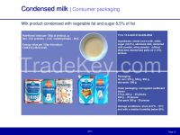 sweetened condensed milk with vegetable fat and sugar 8, 5% of fat