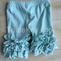Dyj-084 Popular Wholesale Kids Icing Ruffle Long Pants Solid Color Girls Icing Cotton Pants
