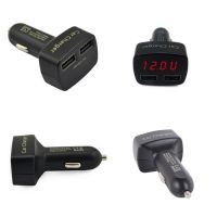 Black/White Color 4-in-1 Dual USB Car Charger With Voltage, Current, Temperature LED Display