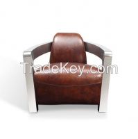 Modern Classic Aluminium Arm Leather Chair
