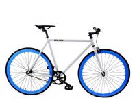 Fixed Gear Bike Gloss Grey Frame with Blue Deep V Rims