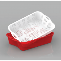 Hot selling plastic rectangle basket & basin set C1147-J1147 Red