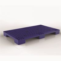 Solid plastic pallet used in industry for loading efficiently, saving space