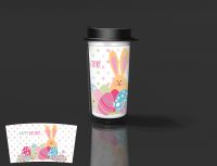 Coco Cup with 2 classes, airtight lid, spectacular designs can be used as a gift L1546 Coco Cup- Polka dots Background