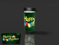 Coco Cup with 2 classes, airtight lid, spectacular designs can be used as a gift L1546 Dark Green Background