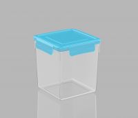 Best useful plastic food storage container Sina L1186 White with blue lid