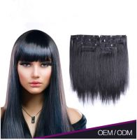 Oem Colour 100% Natural Human Hair No Tangling 7A Straight Indian Human Hair Clip In Extensions For Black Women #1 Jet Black