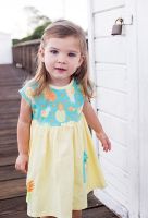 Tutti Fruity Girl's dress with contrast pigquet trim