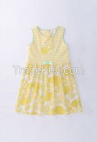Tutti Fruity Girl's yellow dress with contrast pigquet trim