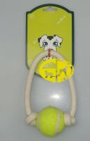 Fetch and Tug Pet Dog Rope Toy with Tennis