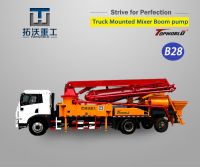 Truck mounted concrete boom pump 28 meters with mixer