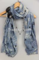 Lady fashion woven voile printed scarf