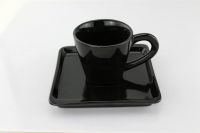 Black Cup With A Square Saucer
