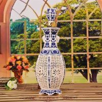 Hand Made Hollow Carved Blue And Porcelain Enamel Wine Bottle